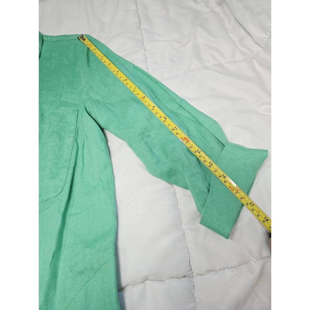 J. Jill shirt Dress S Love Linen Green longline lagenlook Ocean Love Coastal - Picture 6 of 8